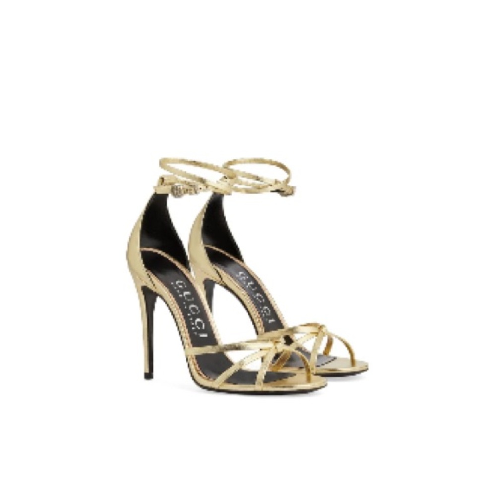 GUCCI Metallic-finish Strapped Sandals size 40 NWB